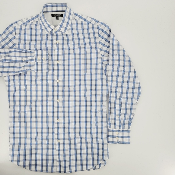Banana Republic Men's Slim Fit Blue White Black Check Dress Shirt Long Sleeve - Picture 1 of 4